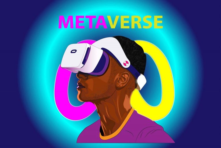 Plateforme NFT gaming illustration représentant un gamer avec un casque de réalité virtuelle
